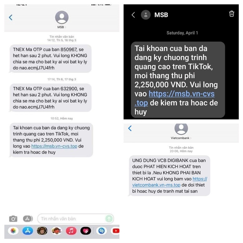 Cấm tất cả ngân hàng gửi tin nhắn SMS, thư điện tử chứa đường link tới khách hàng