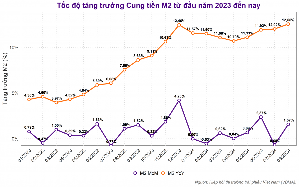 Cung tiền M2 tăng 4,12% trong 8 tháng đầu năm 2024: Tín hiệu gì từ dòng vốn và tín dụng?