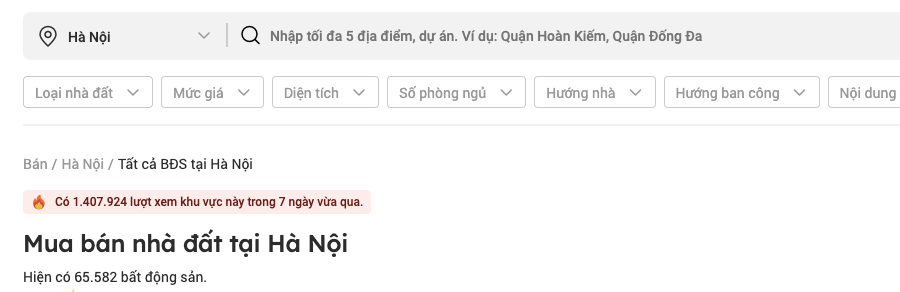 Hà Nội: Không phải chung cư hay nhà riêng, đây mới là phân khúc BĐS có lượt tìm kiếm nhiều nhất trong 10 tháng đầu năm