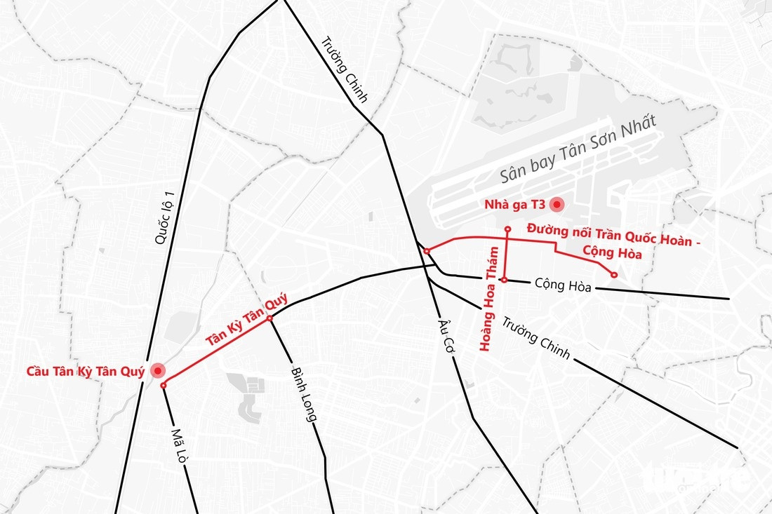 Diện mạo tuyến đường kết nối 4 quận với sân bay Tân Sơn Nhất sắp thông xe