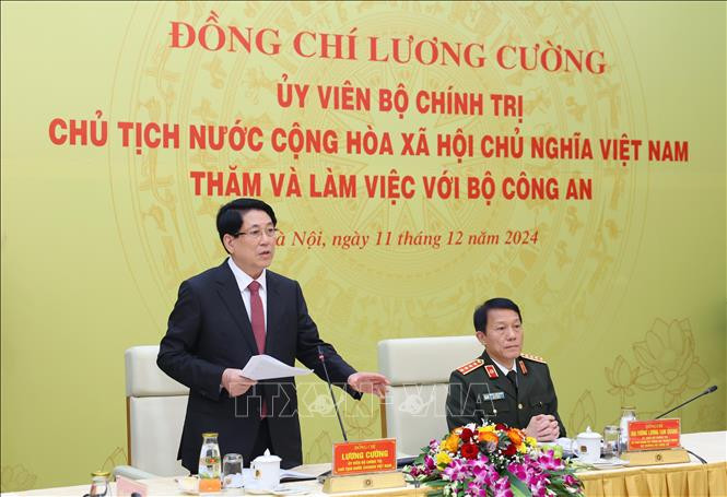 Chủ tịch nước Lương Cường thăm và làm việc với Bộ Công an- Ảnh 1.