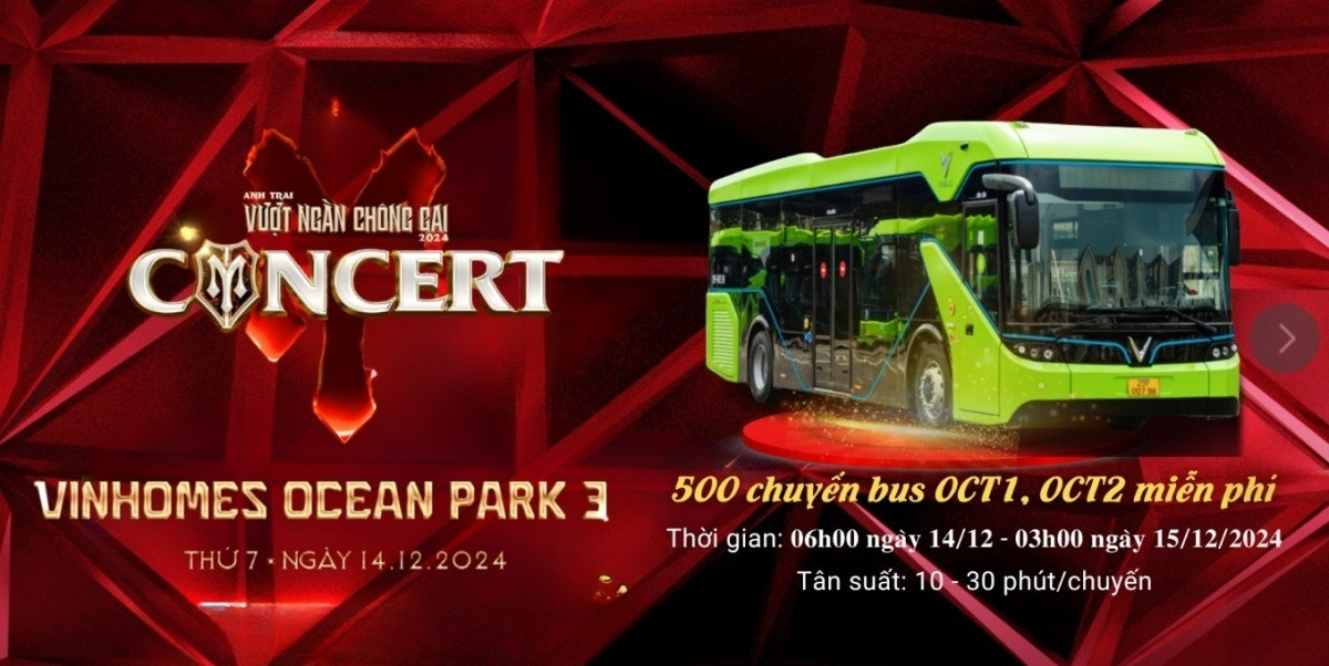 VinBus miễn phí 500 chuyến buýt điện phục vụ các 'Gai con' tại concert Anh trai vượt ngàn chông gai