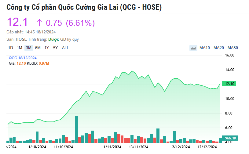 Tái khởi động dự án 21.984m2 tại TP. HCM, cổ phiếu Quốc Cường Gia Lai (QCG) bật tăng trần