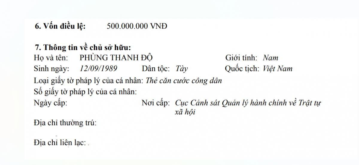 Streamer Độ Mixi thành lập công ty quảng cáo, vốn điều lệ 500 triệu đồng