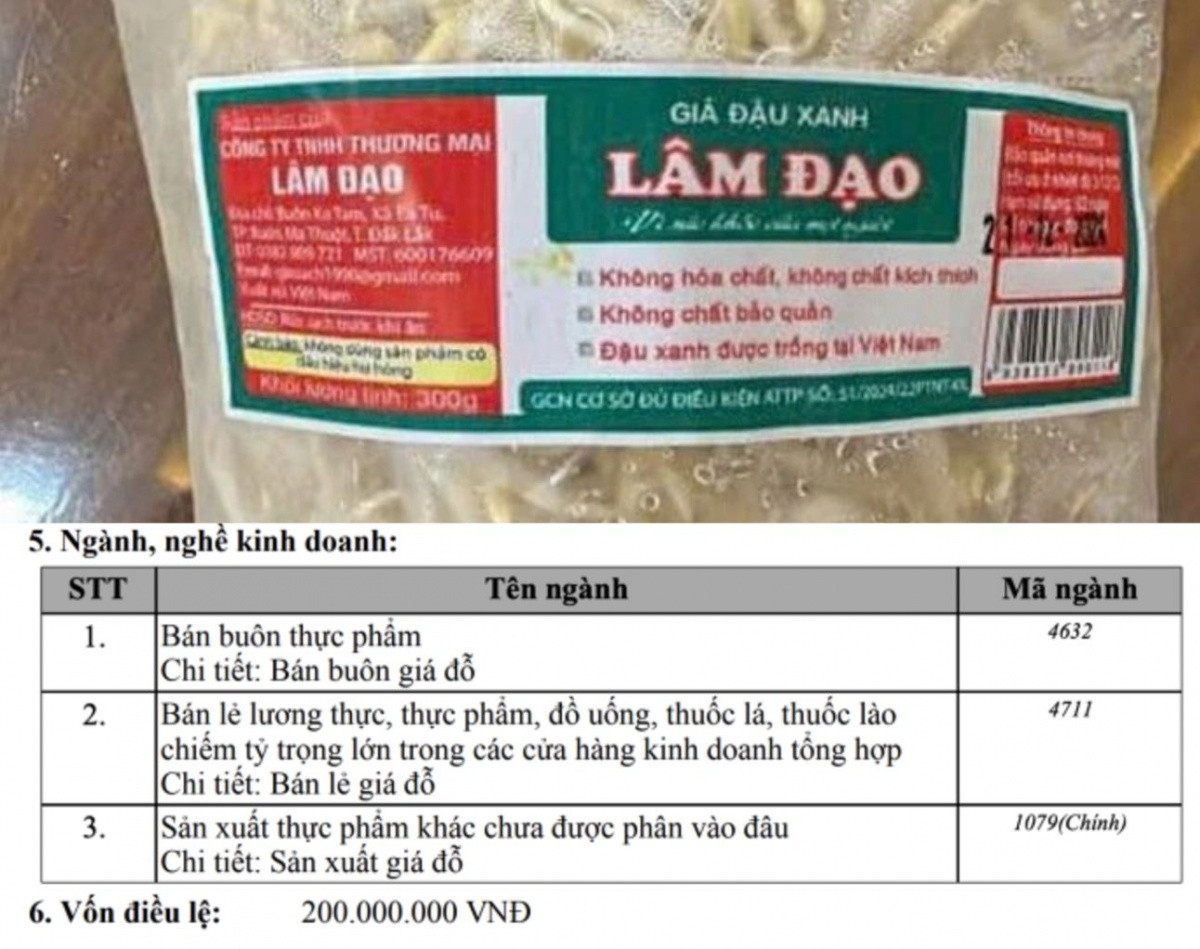 Danh tính công ty cung cấp giá đỗ ngâm hóa chất cho Bách Hóa Xanh: Thành lập chưa đầy 1 năm, vốn điều lệ 200 triệu