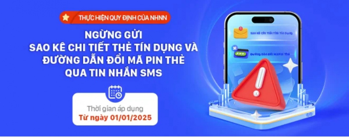 Một ngân hàng dừng dịch vụ gửi thông tin thẻ tín dụng qua tin nhắn SMS