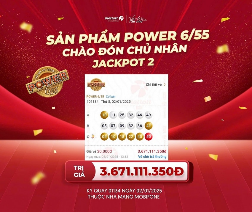 Chơi tất cả các sản phẩm của Vietlott, một khách hàng bất ngờ trúng giải Jackpot 2 hơn 3,6 tỷ đồng