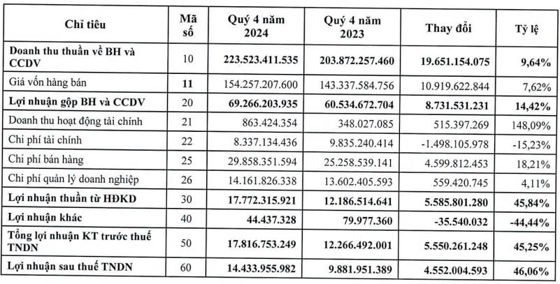 'Phát súng mở màn' mùa công bố BCTC quý IV/2024: Một doanh nghiệp báo lãi ròng tăng 46%