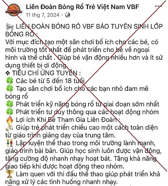 Đăng ký học bóng rổ qua trang Facebook ‘Liên đoàn Bóng rổ Việt Nam VBF’, người phụ nữ mất trắng hơn 1 tỷ đồng