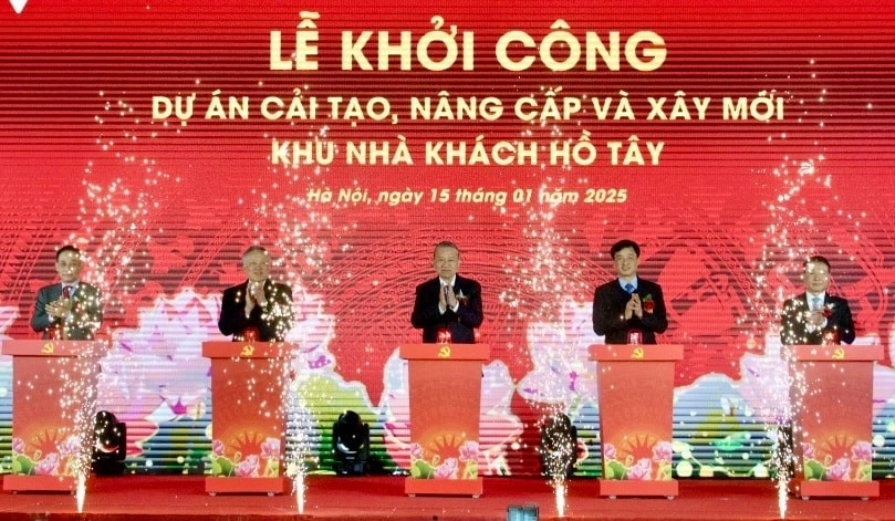 Hình ảnh tại Lễ khởi công dự án cải tạo, nâng cấp và xây mới khu Nhà khách Hồ Tây. Nguồn ảnh: Hanoimoi.com