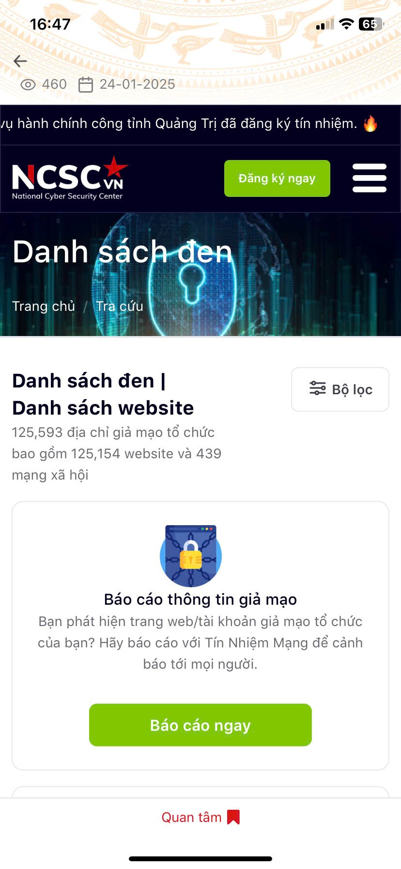 Bộ Công an hướng dẫn tra cứu Web lừa đảo trên ứng dụng VNeID - ảnh 1