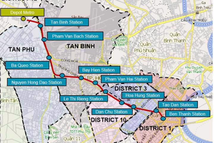 Sơ đồ tuyến Metro số 2 Bến Thành - Tham Lương. Nguồn ảnh: VnEconomy