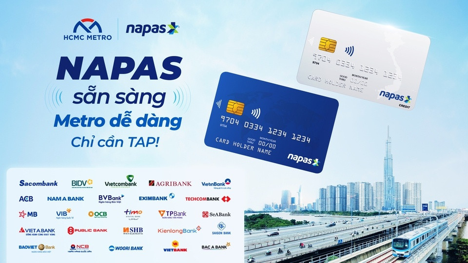 Từ hôm nay 14/2, người dân đi tuyến Metro số 1 được phép thanh toán bằng thẻ của 25 ngân hàng này