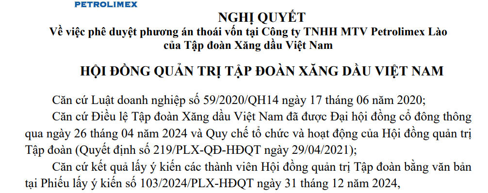 Petrolimex (PLX) chào bán toàn bộ phần vốn tại công ty con trị giá 1,9 triệu USD ở Lào