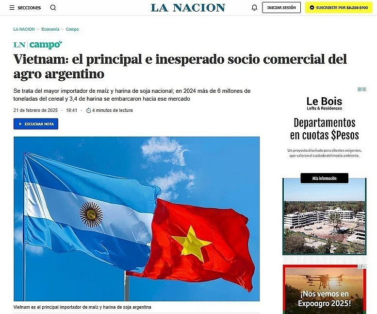 Truyền thông Argentina: Việt Nam là đối tác thương mại nông nghiệp chủ chốt của nước này