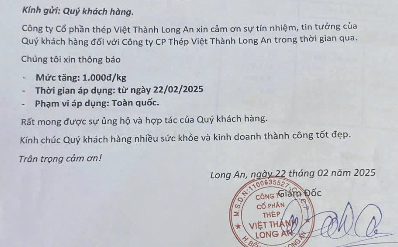 Loạt doanh nghiệp ngành thép Hoà Phát, Hoa Sen, Minh Ngọc... bất ngờ điều chỉnh tăng mạnh giá bán