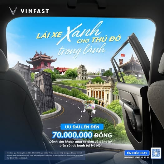 VinFast hỗ trợ tới 70 triệu đồng khi mua ô tô điện cho những người đăng ký biển số xe sau
