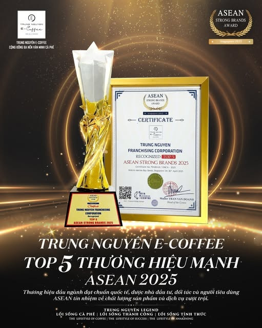 Trung Nguyên Legend của ông Đặng Lê Nguyên Vũ làm nên chuyện lớn, lọt Top 5 thương hiệu mạnh nhất ASEAN