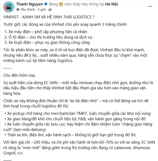 VinFast EC Van bán với giá 285 triệu đồng, CEO Xanh SM vẽ ra chân dung khách hàng tương lai, tuyên bố thêm điểm ‘ăn tiền’