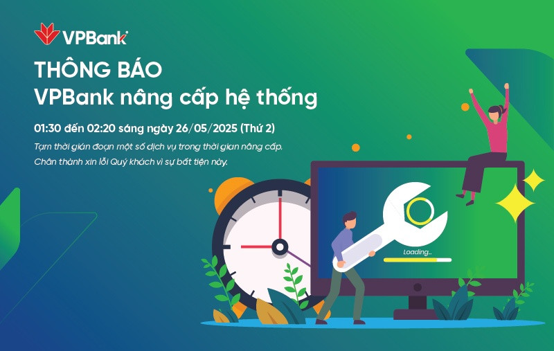 VPBank (VPB) phát thông báo khẩn về việc tạm gián đoạn một số dịch vụ