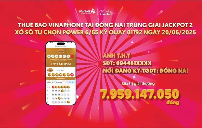 Mua đến 10 vé số mỗi ngày, người đàn ông tại Đồng Nai bất ngờ trúng Jackpot 2 trị giá 7 tỷ của Vietlott