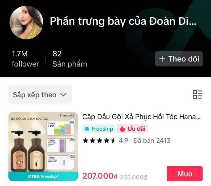 Trước khi bị thu hồi, 3 sản phẩm nhãn hiệu Hanayuki đã mang về cho Đoàn Di Băng bao nhiêu tiền?