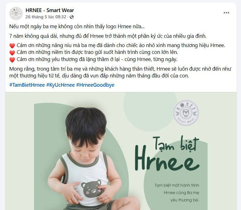 Một thương hiệu mẹ và bé vừa nói lời chia tay với khác hàng sau 7 năm hoạt động