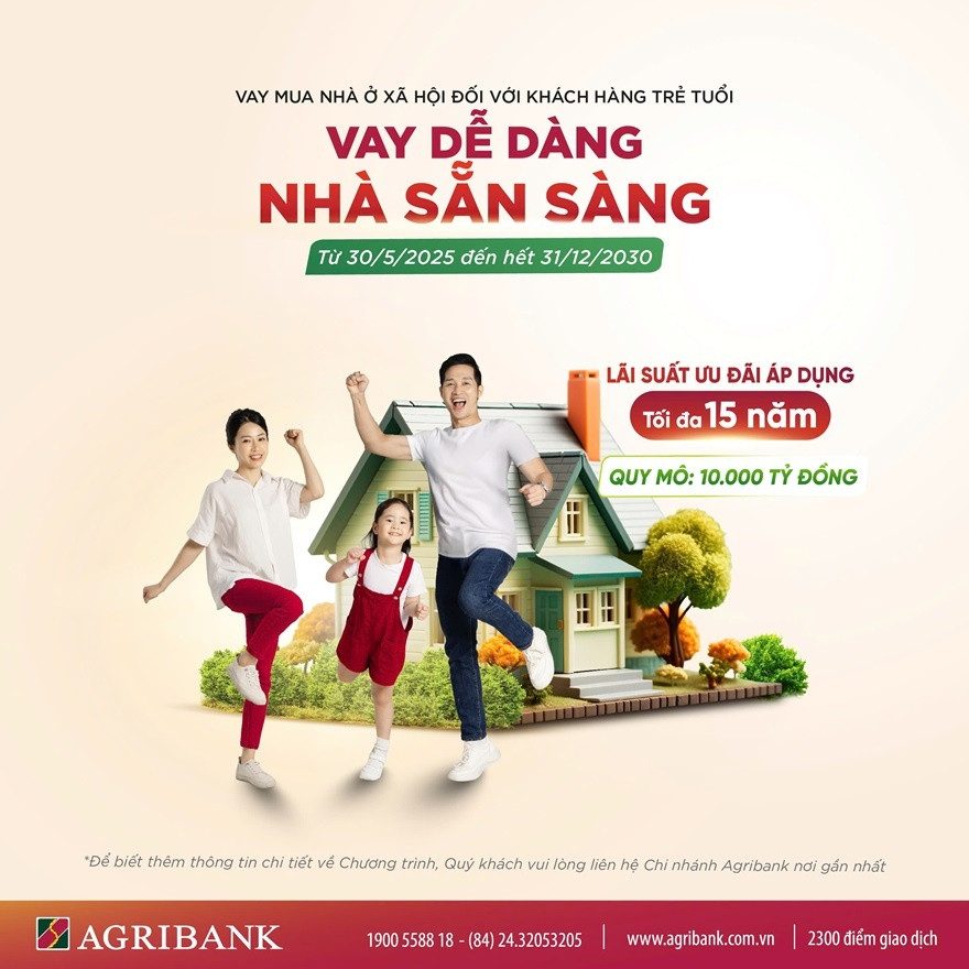 Agribank dành 10.000 tỷ đồng cho người trẻ vay mua nhà ở xã hội, lãi suất ưu đãi lên tới 15 năm