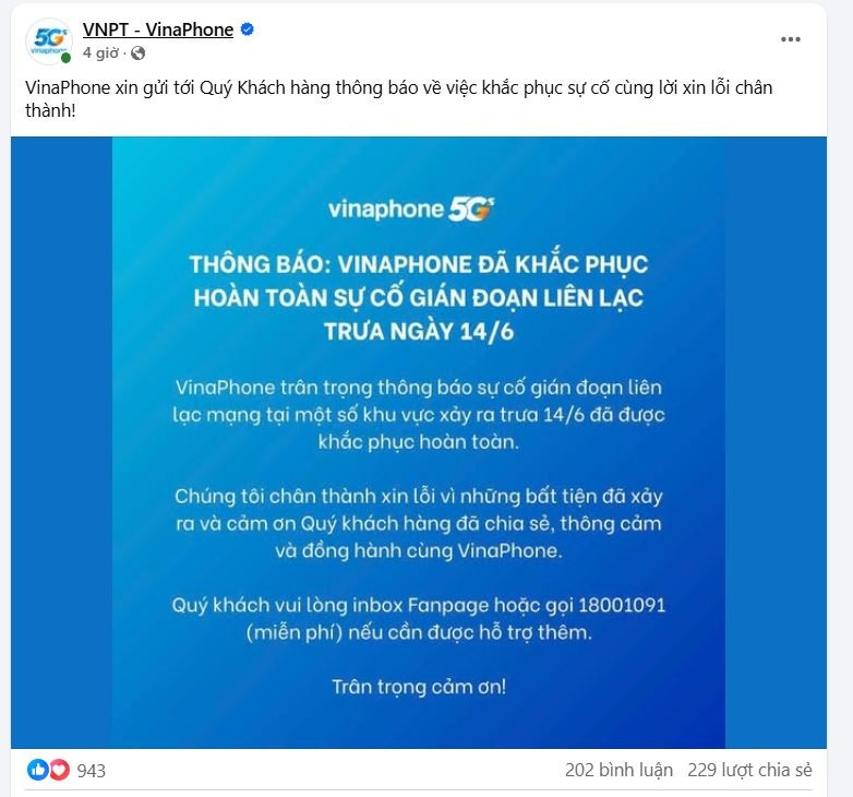 Gặp sự cố, mạng VinaPhone bất ngờ 'sập' nhiều tiếng