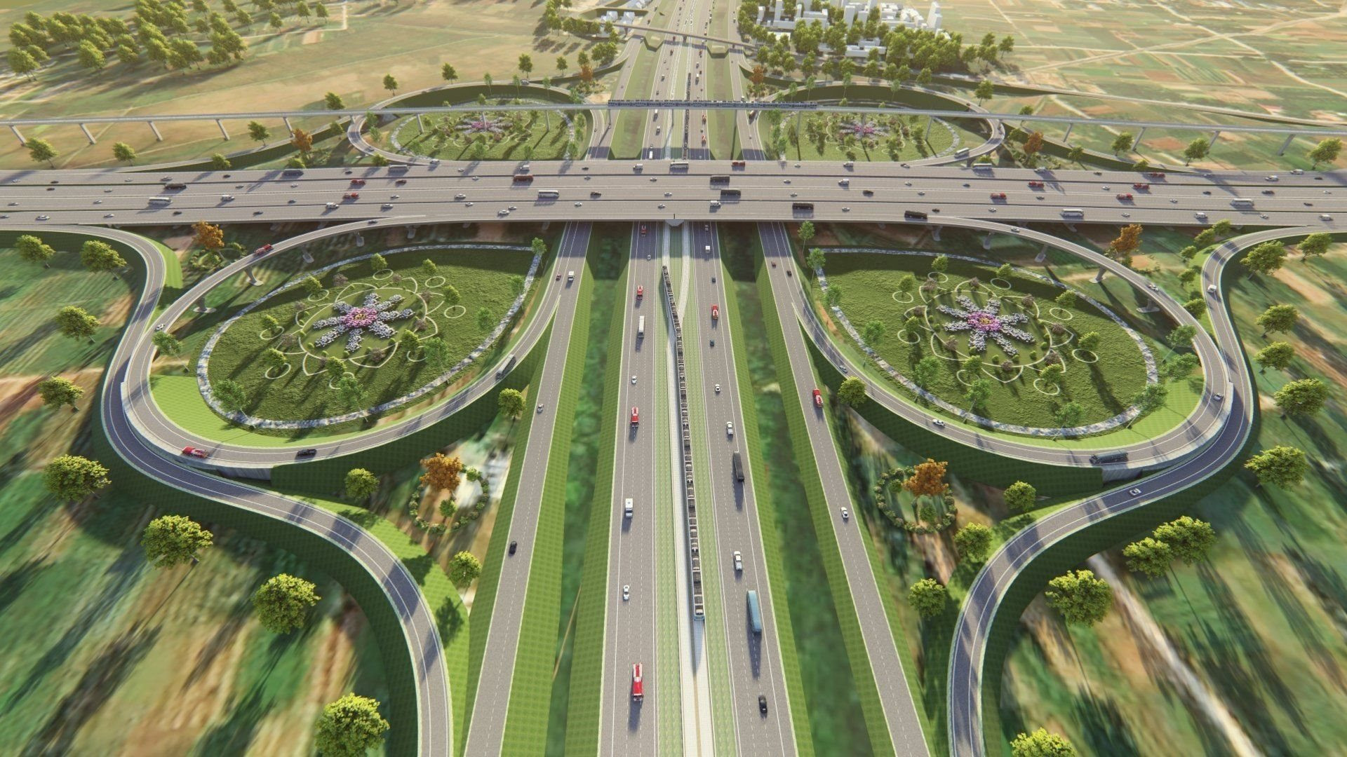 Bối cảnh 3D dự án Vành đai 4 - Vùng Thủ đô Bối cảnh 3D dự án Vành đai 4 - Vùng Thủ đô