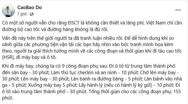 Sếp FPT Đỗ Cao Bảo: ‘Ai mà lo đường sắt cao tốc không có khách là lo hão huyền’