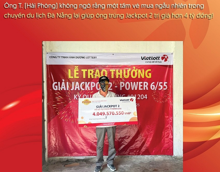 Ông T. bất ngờ trúng giải độc đắc Vietlott hơn 4 tỷ đồng nhờ đi du lịch Đà Nẵng