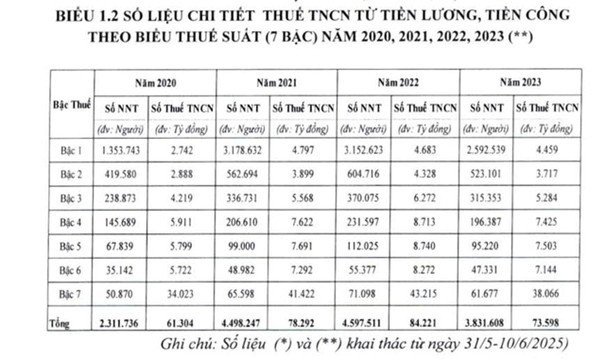 Việt Nam có bao nhiêu người nộp thuế thu nhập cá nhân ở mức cao nhất 35%?