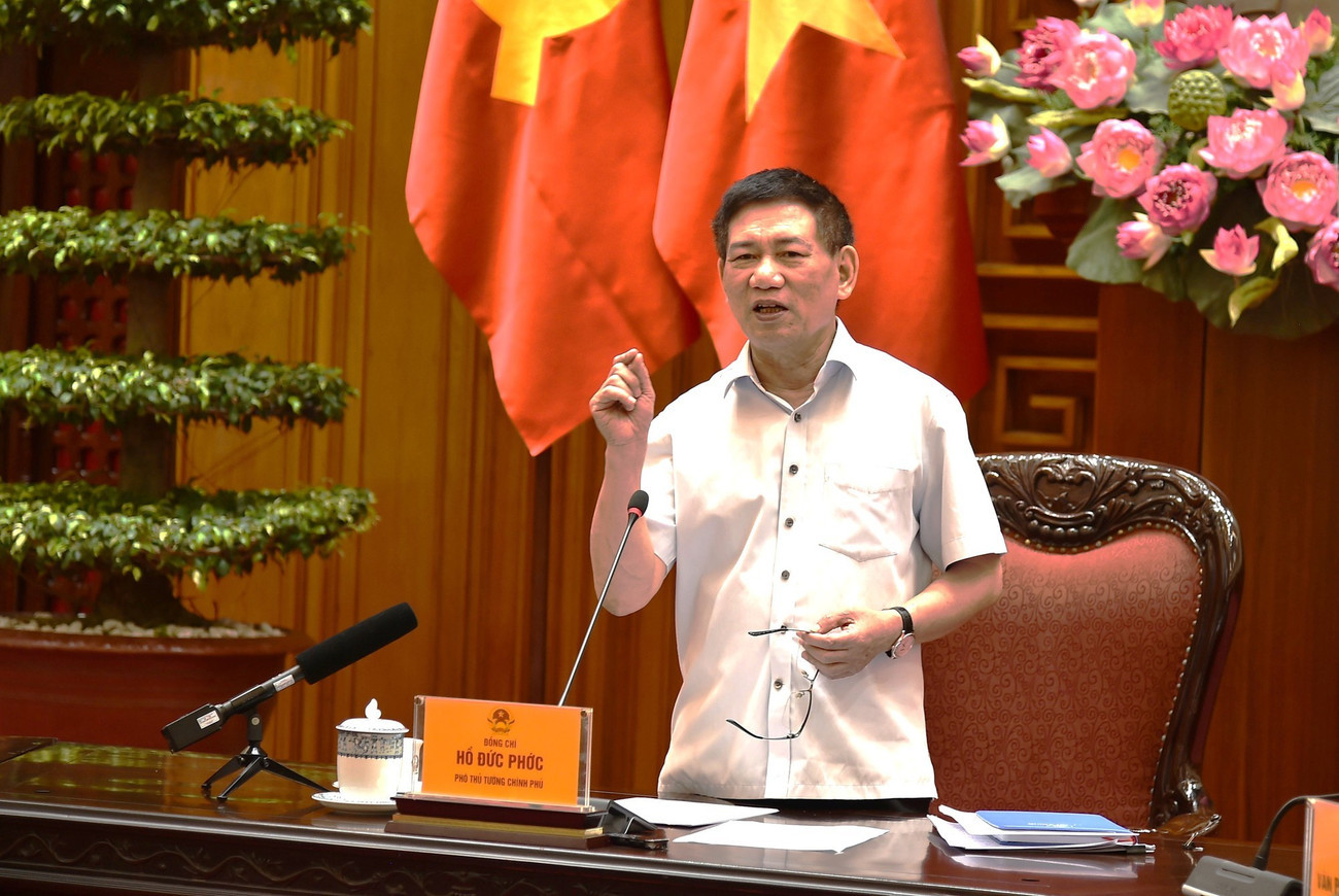 Phó Thủ tướng Hồ Đức Phớc phát biểu tại cuộc họp. Ảnh: VGP 317ptt.jpg