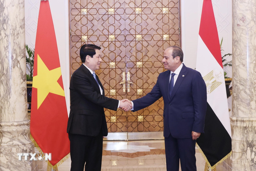 Chủ tịch nước Lương Cường và Tổng thống Ai Cập Abdel Fattah Al Sisi chụp ảnh chung trước hội đàm. Ảnh: TTXVN screen-shot-2025-08-05-at-74131-pm.png