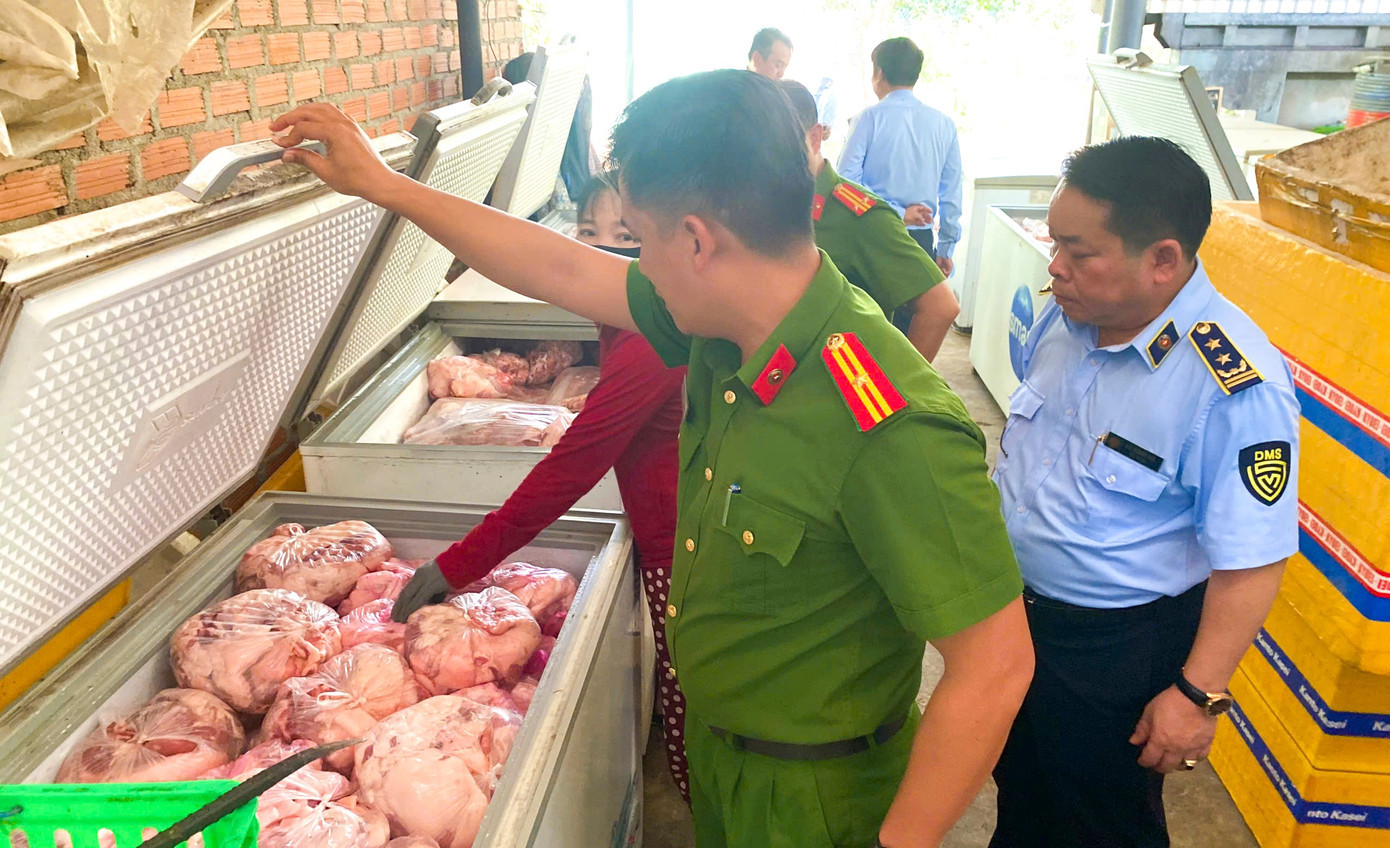 Các lực lượng chức năng tỉnh Gia Lai tăng cường kiểm tra, phát hiện những điểm kinh doanh thịt lợn không rõ nguồn gốc. thit-heo.jpg