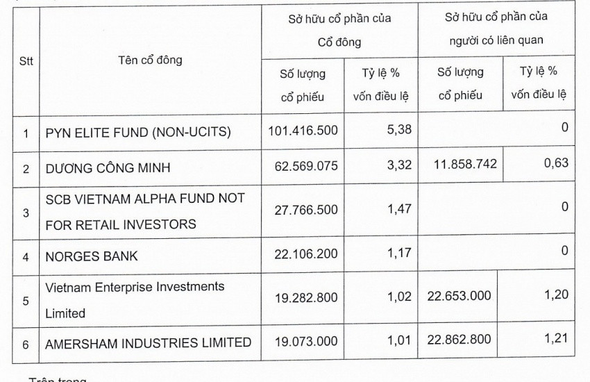6 cổ đông lớn nắm hơn 13% vốn Sacombank: Pyn Elite Fund dẫn đầu, Dragon Capital tăng hiện diện