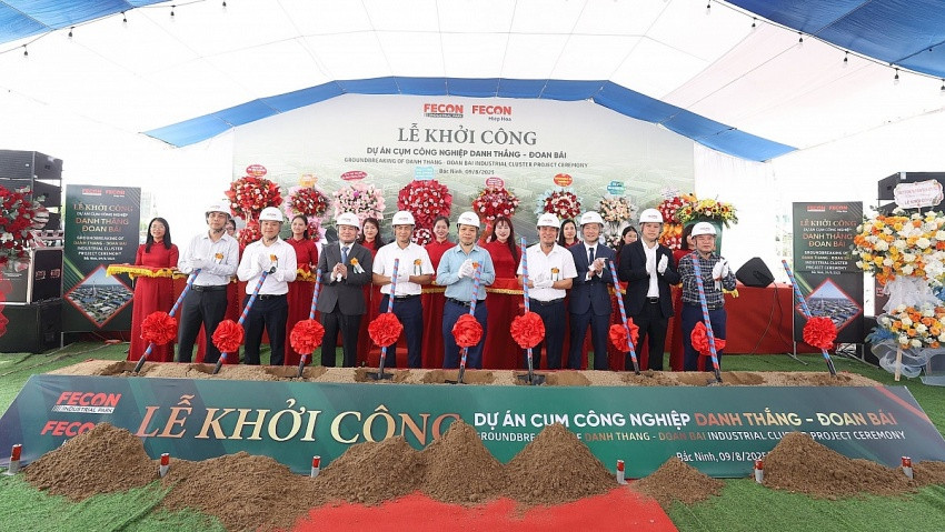 Lễ khởi công cụm công nghiệp Danh Thắng - Đoan Bái, tên thương mại FECON IP Hiệp Hòa, sáng ngày 9/8