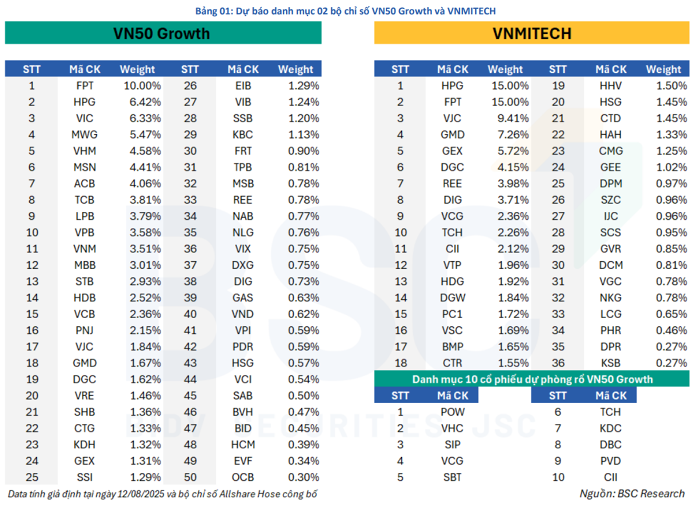 Cổ phiếu dầu khí vắng bóng trong danh mục chỉ số VN50 Growth và VNMITECH?