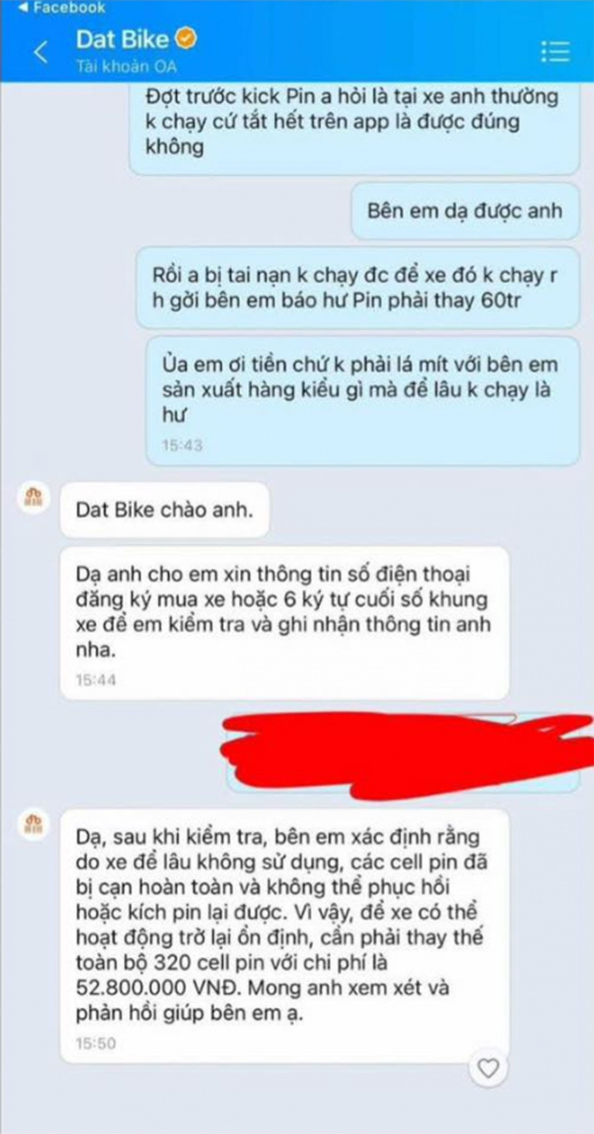 Mua xe máy điện Dat Bike khách hàng tá hỏa khi giá thay pin gần 40 triệu, hãng trả lời ‘giá vậy là phù hợp’