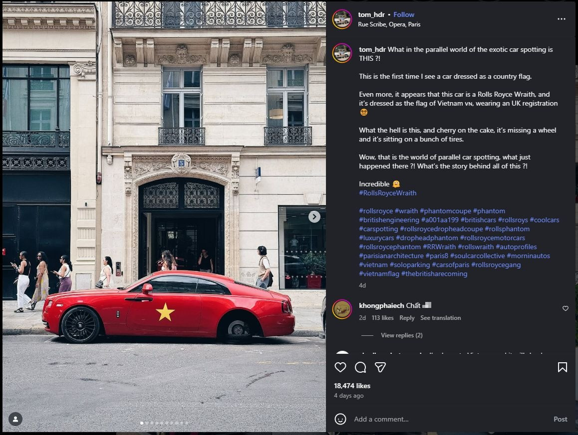 Chiếc Rolls-Royce 'cờ đỏ sao vàng' xuất hiện tại Paris thu hút hàng chục nghìn lượt tương tác: Có 1 chi tiết khiến nhiều người phải đặt ra câu hỏi