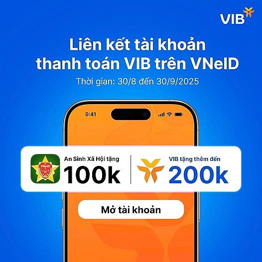 Mở tài khoản MyVIB, liên kết với VNeID, khách hàng được tặng 300.000 đồng