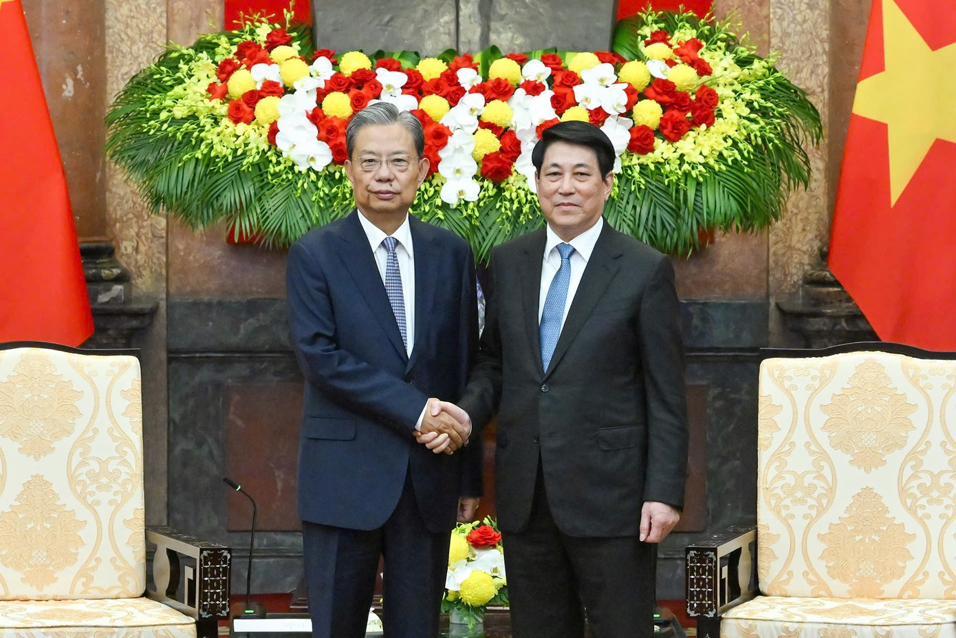 Chủ tịch nước Lương Cường tiếp Ủy viên trưởng Nhân đại toàn quốc Trung Quốc Triệu Lạc Tế. Ảnh: Nhật Minh. img-0022.jpg