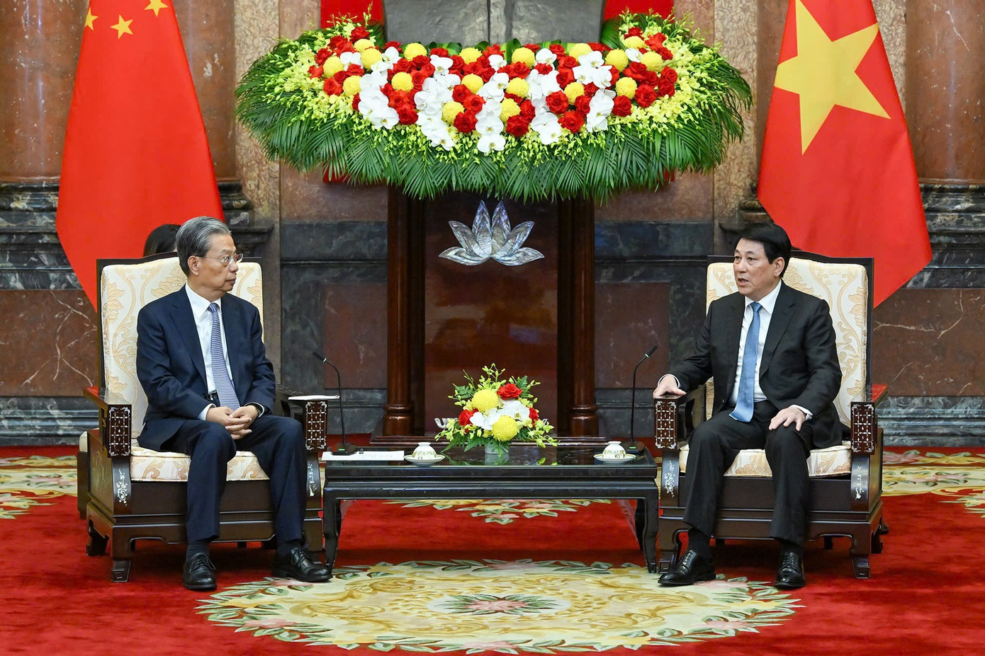 Chủ tịch nước Lương Cường tiếp Ủy viên trưởng Nhân đại toàn quốc Trung Quốc Triệu Lạc Tế. Ảnh: Nhật Minh. img-0028.jpg