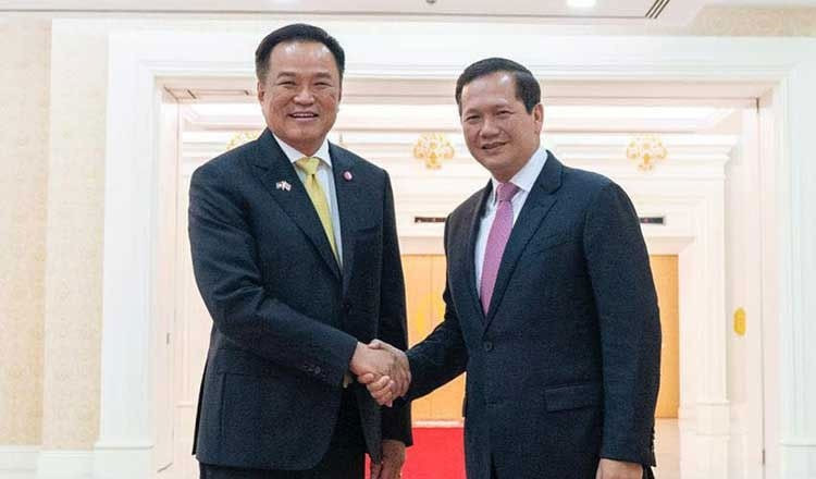 Thủ tướng Campuchia Hun Manet và Thủ tướng Thái Lan Anutin Charnvirakul trong một lần gặp trước đây. Ảnh: Khmer Times hun-manet.jpg