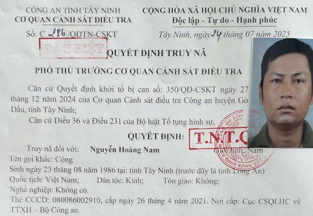 Truy nã đặc biệt Nguyễn Hoàng Nam
