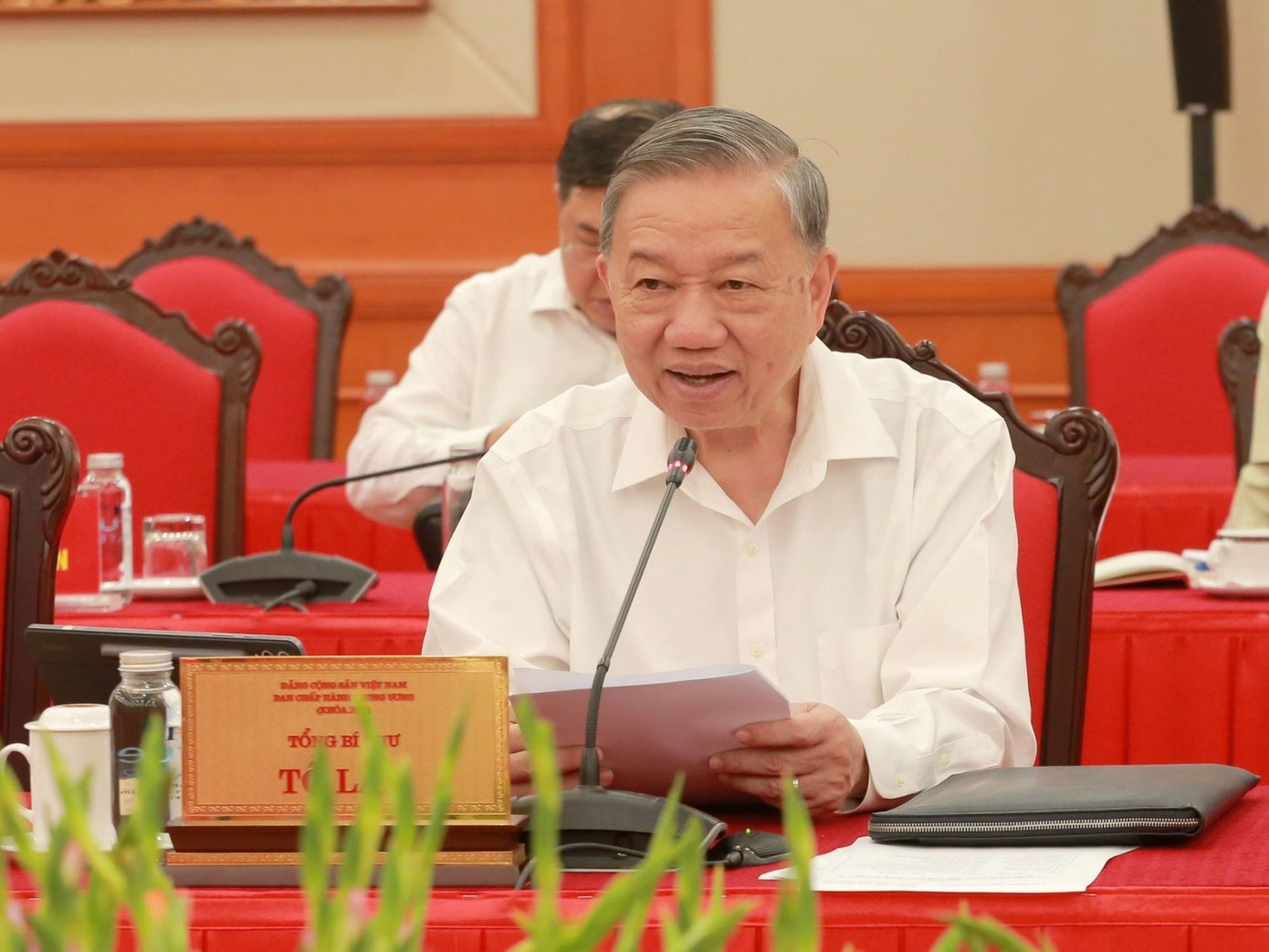 Tổng Bí thư Tô Lâm phát biểu tại buổi làm việc. Ảnh: Cổng thông tin Đảng Cộng sản. tienphong-99tbttolam.jpg
