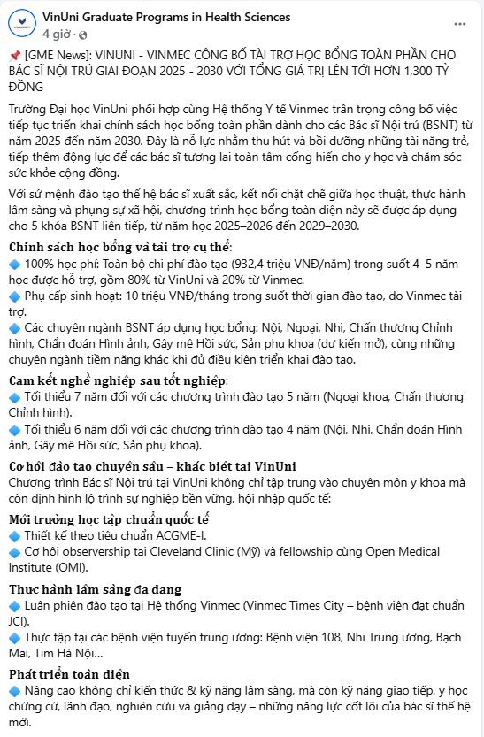 Tỷ phú Phạm Nhật Vượng mạnh tay chi 1.300 tỷ đào tạo BSNT: Học phí 932 triệu/năm được bao trọn, phụ cấp sinh hoạt 10 triệu VNĐ/tháng - ảnh 1