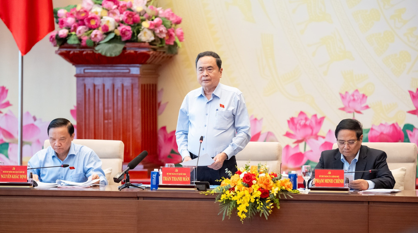 Chủ tịch Quốc hội Trần Thanh Mẫn phát biểu tại Hội nghị. Ảnh: Phạm Thắng. 159qh.jpg
