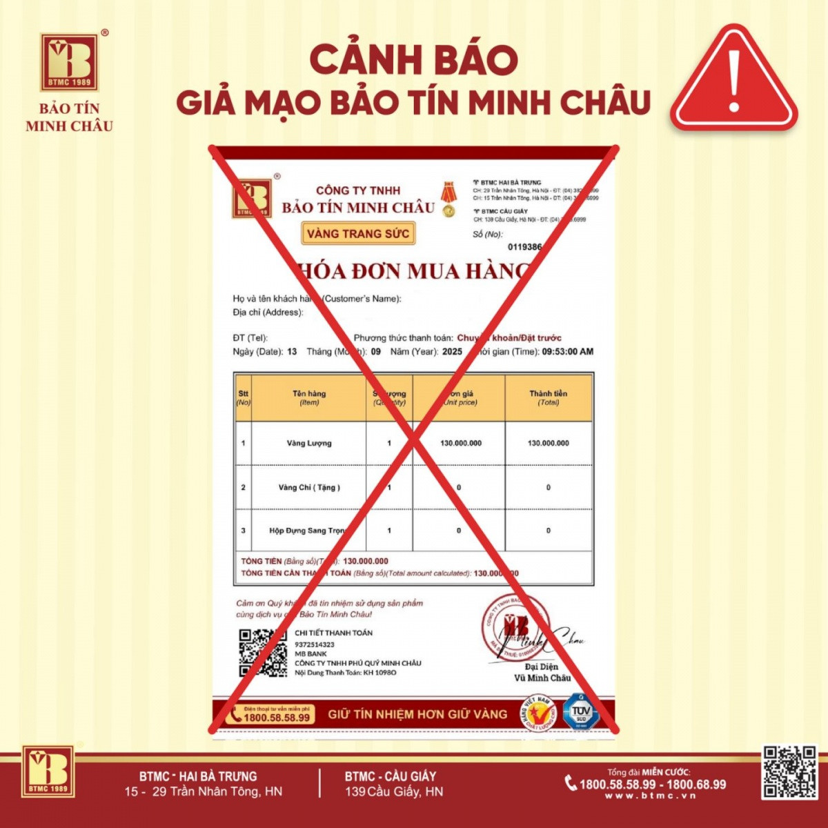 Bảo Tín Minh Châu phát thông báo khẩn đến người dân cả nước